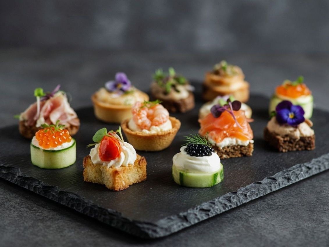 Canapés en hapjes op een schaal