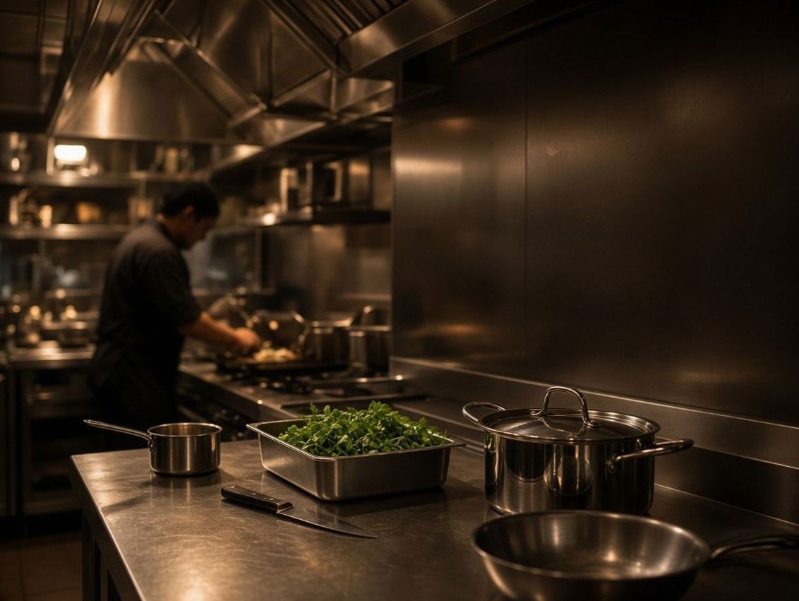 Cateringkeuken met warm licht